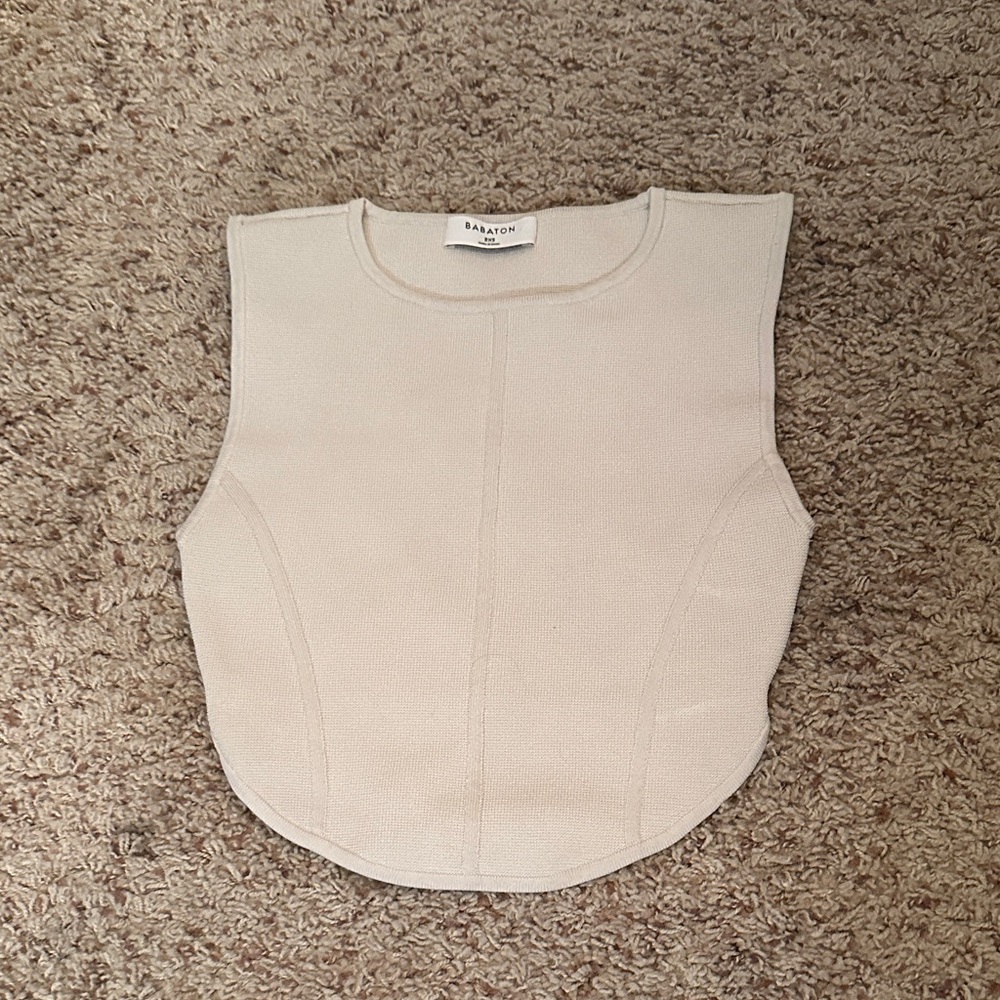 Aritzia Babaton Cream Sleeveless Knit Shell (2xs)